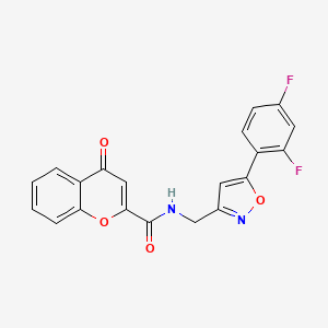 molecular formula C20H12F2N2O4 B6569842 N-{[5-(2,4-difluorophenyl)-1,2-oxazol-3-yl]methyl}-4-oxo-4H-chromene-2-carboxamide CAS No. 1021265-19-9