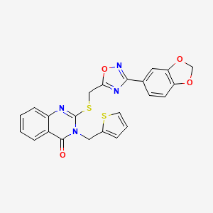 molecular formula C23H16N4O4S2 B6569851 2-({[3-(2H-1,3-benzodioxol-5-yl)-1,2,4-oxadiazol-5-yl]methyl}sulfanyl)-3-[(thiophen-2-yl)methyl]-3,4-dihydroquinazolin-4-one CAS No. 1021220-11-0