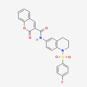 molecular formula C25H19FN2O5S B6569909 N-[1-(4-fluorobenzenesulfonyl)-1,2,3,4-tetrahydroquinolin-6-yl]-2-oxo-2H-chromene-3-carboxamide CAS No. 946382-13-4