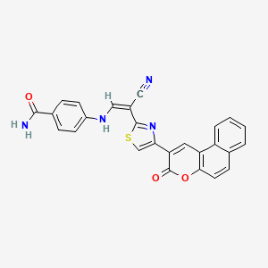 4-{[(1Z)-2-cyano-2-(4-{3-oxo-3H-benzo[f]chromen-2-yl}-1,3-thiazol-2-yl)eth-1-en-1-yl]amino}benzamide
