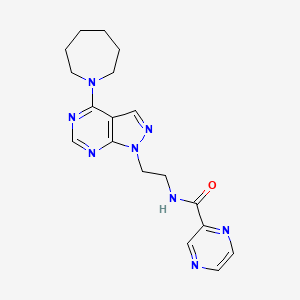 molecular formula C18H22N8O B6569957 N-{2-[4-(azepan-1-yl)-1H-pyrazolo[3,4-d]pyrimidin-1-yl]ethyl}pyrazine-2-carboxamide CAS No. 1021256-99-4