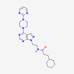 molecular formula C24H33N9O B6569965 3-cyclohexyl-N-(2-{4-[4-(pyrimidin-2-yl)piperazin-1-yl]-1H-pyrazolo[3,4-d]pyrimidin-1-yl}ethyl)propanamide CAS No. 1021226-85-6