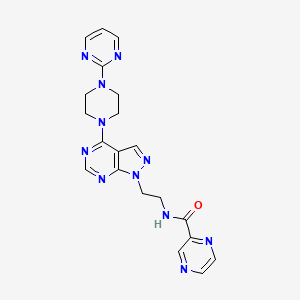 molecular formula C20H21N11O B6569972 N-(2-{4-[4-(pyrimidin-2-yl)piperazin-1-yl]-1H-pyrazolo[3,4-d]pyrimidin-1-yl}ethyl)pyrazine-2-carboxamide CAS No. 1021257-05-5