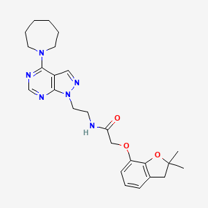 molecular formula C25H32N6O3 B6569975 N-{2-[4-(azepan-1-yl)-1H-pyrazolo[3,4-d]pyrimidin-1-yl]ethyl}-2-[(2,2-dimethyl-2,3-dihydro-1-benzofuran-7-yl)oxy]acetamide CAS No. 1021206-19-8
