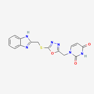 molecular formula C15H12N6O3S B6569978 1-[(5-{[(1H-1,3-benzodiazol-2-yl)methyl]sulfanyl}-1,3,4-oxadiazol-2-yl)methyl]-1,2,3,4-tetrahydropyrimidine-2,4-dione CAS No. 1091461-17-4