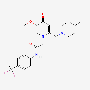 molecular formula C22H26F3N3O3 B6569995 2-{5-methoxy-2-[(4-methylpiperidin-1-yl)methyl]-4-oxo-1,4-dihydropyridin-1-yl}-N-[4-(trifluoromethyl)phenyl]acetamide CAS No. 921476-79-1