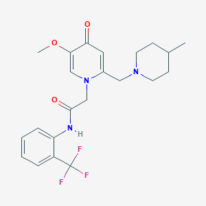 molecular formula C22H26F3N3O3 B6570001 2-{5-methoxy-2-[(4-methylpiperidin-1-yl)methyl]-4-oxo-1,4-dihydropyridin-1-yl}-N-[2-(trifluoromethyl)phenyl]acetamide CAS No. 921488-44-0