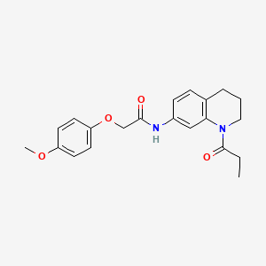 molecular formula C21H24N2O4 B6570034 2-(4-methoxyphenoxy)-N-(1-propanoyl-1,2,3,4-tetrahydroquinolin-7-yl)acetamide CAS No. 946321-71-7