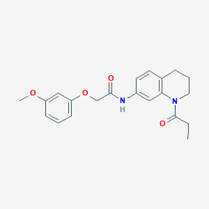 molecular formula C21H24N2O4 B6570038 2-(3-methoxyphenoxy)-N-(1-propanoyl-1,2,3,4-tetrahydroquinolin-7-yl)acetamide CAS No. 946267-35-2
