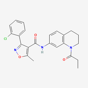 molecular formula C23H22ClN3O3 B6570053 3-(2-chlorophenyl)-5-methyl-N-(1-propanoyl-1,2,3,4-tetrahydroquinolin-7-yl)-1,2-oxazole-4-carboxamide CAS No. 946321-23-9