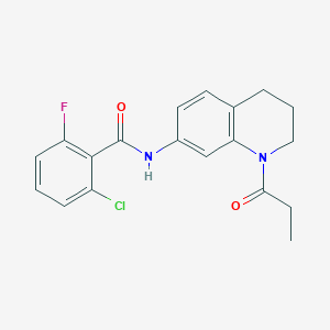 molecular formula C19H18ClFN2O2 B6570061 2-chloro-6-fluoro-N-(1-propanoyl-1,2,3,4-tetrahydroquinolin-7-yl)benzamide CAS No. 946219-68-7