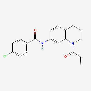 molecular formula C19H19ClN2O2 B6570084 4-chloro-N-(1-propanoyl-1,2,3,4-tetrahydroquinolin-7-yl)benzamide CAS No. 946266-93-9