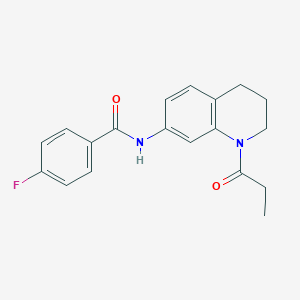 molecular formula C19H19FN2O2 B6570089 4-fluoro-N-(1-propanoyl-1,2,3,4-tetrahydroquinolin-7-yl)benzamide CAS No. 946267-05-6