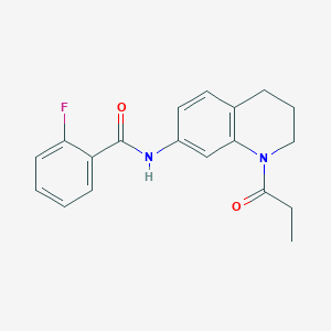 molecular formula C19H19FN2O2 B6570138 2-fluoro-N-(1-propanoyl-1,2,3,4-tetrahydroquinolin-7-yl)benzamide CAS No. 946368-93-0