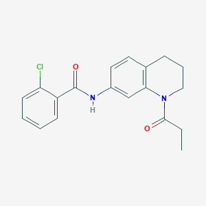 molecular formula C19H19ClN2O2 B6570146 2-chloro-N-(1-propanoyl-1,2,3,4-tetrahydroquinolin-7-yl)benzamide CAS No. 946321-47-7