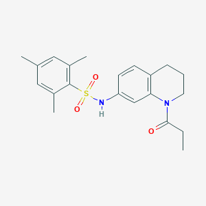 2,4,6-trimethyl-N-(1-propanoyl-1,2,3,4-tetrahydroquinolin-7-yl)benzene-1-sulfonamide