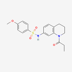 molecular formula C19H22N2O4S B6570228 4-methoxy-N-(1-propanoyl-1,2,3,4-tetrahydroquinolin-7-yl)benzene-1-sulfonamide CAS No. 946297-95-6