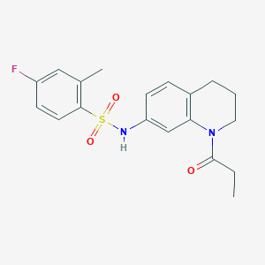 4-fluoro-2-methyl-N-(1-propanoyl-1,2,3,4-tetrahydroquinolin-7-yl)benzene-1-sulfonamide