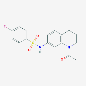 4-fluoro-3-methyl-N-(1-propanoyl-1,2,3,4-tetrahydroquinolin-7-yl)benzene-1-sulfonamide