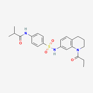 molecular formula C22H27N3O4S B6570253 2-methyl-N-{4-[(1-propanoyl-1,2,3,4-tetrahydroquinolin-7-yl)sulfamoyl]phenyl}propanamide CAS No. 946298-19-7