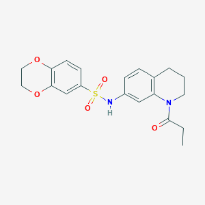 molecular formula C20H22N2O5S B6570269 N-(1-propanoyl-1,2,3,4-tetrahydroquinolin-7-yl)-2,3-dihydro-1,4-benzodioxine-6-sulfonamide CAS No. 946221-74-5