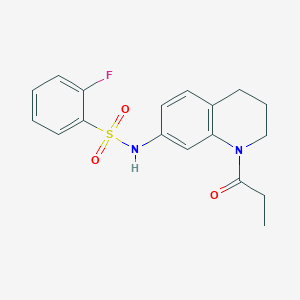 2-fluoro-N-(1-propanoyl-1,2,3,4-tetrahydroquinolin-7-yl)benzene-1-sulfonamide