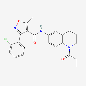 molecular formula C23H22ClN3O3 B6570310 3-(2-chlorophenyl)-5-methyl-N-(1-propanoyl-1,2,3,4-tetrahydroquinolin-6-yl)-1,2-oxazole-4-carboxamide CAS No. 946257-81-4