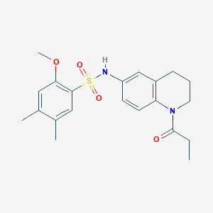 2-methoxy-4,5-dimethyl-N-(1-propanoyl-1,2,3,4-tetrahydroquinolin-6-yl)benzene-1-sulfonamide