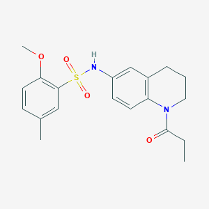 molecular formula C20H24N2O4S B6570372 2-methoxy-5-methyl-N-(1-propanoyl-1,2,3,4-tetrahydroquinolin-6-yl)benzene-1-sulfonamide CAS No. 946259-22-9