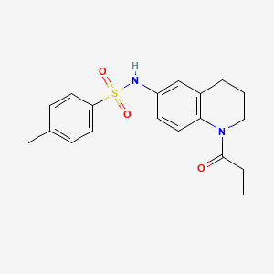 molecular formula C19H22N2O3S B6570375 4-methyl-N-(1-propanoyl-1,2,3,4-tetrahydroquinolin-6-yl)benzene-1-sulfonamide CAS No. 946259-16-1