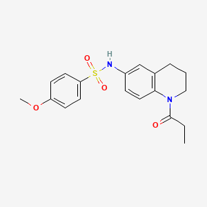 molecular formula C19H22N2O4S B6570384 4-methoxy-N-(1-propanoyl-1,2,3,4-tetrahydroquinolin-6-yl)benzene-1-sulfonamide CAS No. 946334-45-8
