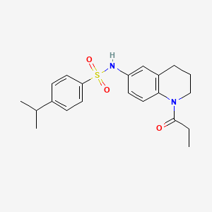 molecular formula C21H26N2O3S B6570395 4-(propan-2-yl)-N-(1-propanoyl-1,2,3,4-tetrahydroquinolin-6-yl)benzene-1-sulfonamide CAS No. 946381-42-6