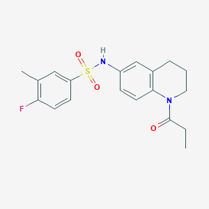 molecular formula C19H21FN2O3S B6570401 4-fluoro-3-methyl-N-(1-propanoyl-1,2,3,4-tetrahydroquinolin-6-yl)benzene-1-sulfonamide CAS No. 946334-65-2