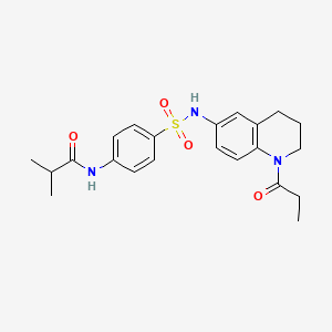 molecular formula C22H27N3O4S B6570408 2-methyl-N-{4-[(1-propanoyl-1,2,3,4-tetrahydroquinolin-6-yl)sulfamoyl]phenyl}propanamide CAS No. 946259-37-6