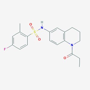 molecular formula C19H21FN2O3S B6570419 4-fluoro-2-methyl-N-(1-propanoyl-1,2,3,4-tetrahydroquinolin-6-yl)benzene-1-sulfonamide CAS No. 946211-33-2