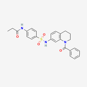 molecular formula C25H25N3O4S B6570452 N-{4-[(1-benzoyl-1,2,3,4-tetrahydroquinolin-7-yl)sulfamoyl]phenyl}propanamide CAS No. 946290-28-4