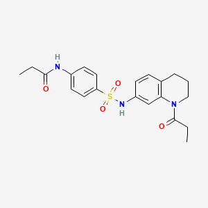 molecular formula C21H25N3O4S B6570456 N-{4-[(1-propanoyl-1,2,3,4-tetrahydroquinolin-7-yl)sulfamoyl]phenyl}propanamide CAS No. 946290-75-1
