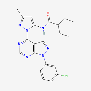 molecular formula C21H22ClN7O B6570473 N-{1-[1-(3-chlorophenyl)-1H-pyrazolo[3,4-d]pyrimidin-4-yl]-3-methyl-1H-pyrazol-5-yl}-2-ethylbutanamide CAS No. 1005925-56-3