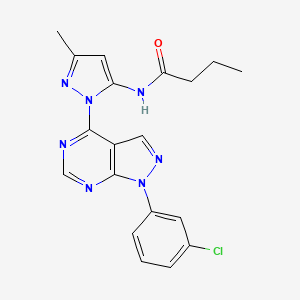 molecular formula C19H18ClN7O B6570480 N-{1-[1-(3-chlorophenyl)-1H-pyrazolo[3,4-d]pyrimidin-4-yl]-3-methyl-1H-pyrazol-5-yl}butanamide CAS No. 1005952-70-4