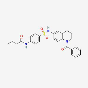 molecular formula C26H27N3O4S B6570506 N-{4-[(1-benzoyl-1,2,3,4-tetrahydroquinolin-6-yl)sulfamoyl]phenyl}butanamide CAS No. 946381-06-2