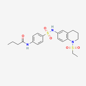 molecular formula C21H27N3O5S2 B6570514 N-(4-{[1-(ethanesulfonyl)-1,2,3,4-tetrahydroquinolin-6-yl]sulfamoyl}phenyl)butanamide CAS No. 946347-87-1