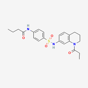molecular formula C22H27N3O4S B6570520 N-{4-[(1-propanoyl-1,2,3,4-tetrahydroquinolin-7-yl)sulfamoyl]phenyl}butanamide CAS No. 946349-59-3