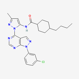 4-butyl-N-{1-[1-(3-chlorophenyl)-1H-pyrazolo[3,4-d]pyrimidin-4-yl]-3-methyl-1H-pyrazol-5-yl}cyclohexane-1-carboxamide