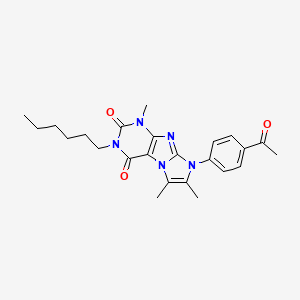 molecular formula C24H29N5O3 B6570547 8-(4-acetylphenyl)-3-hexyl-1,6,7-trimethyl-1H,2H,3H,4H,8H-imidazo[1,2-g]purine-2,4-dione CAS No. 1021212-87-2