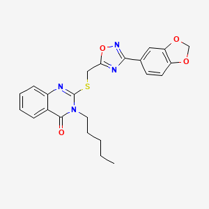 molecular formula C23H22N4O4S B6570550 2-({[3-(2H-1,3-benzodioxol-5-yl)-1,2,4-oxadiazol-5-yl]methyl}sulfanyl)-3-pentyl-3,4-dihydroquinazolin-4-one CAS No. 1021219-51-1