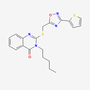 molecular formula C20H20N4O2S2 B6570556 3-pentyl-2-({[3-(thiophen-2-yl)-1,2,4-oxadiazol-5-yl]methyl}sulfanyl)-3,4-dihydroquinazolin-4-one CAS No. 1021252-07-2
