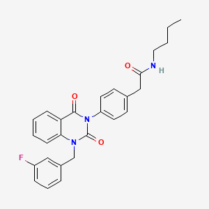 molecular formula C27H26FN3O3 B6570573 N-butyl-2-(4-{1-[(3-fluorophenyl)methyl]-2,4-dioxo-1,2,3,4-tetrahydroquinazolin-3-yl}phenyl)acetamide CAS No. 1021250-70-3