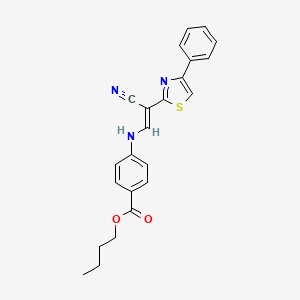 molecular formula C23H21N3O2S B6570581 butyl 4-{[(1E)-2-cyano-2-(4-phenyl-1,3-thiazol-2-yl)eth-1-en-1-yl]amino}benzoate CAS No. 1021251-42-2