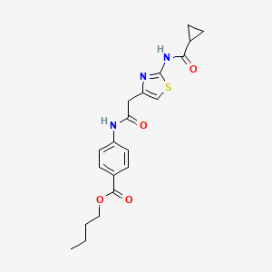 molecular formula C20H23N3O4S B6570609 butyl 4-[2-(2-cyclopropaneamido-1,3-thiazol-4-yl)acetamido]benzoate CAS No. 921777-51-7