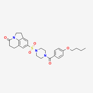 6-{[4-(4-butoxybenzoyl)piperazin-1-yl]sulfonyl}-1-azatricyclo[6.3.1.0^{4,12}]dodeca-4(12),5,7-trien-11-one